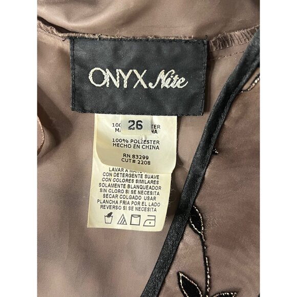 Onyx Nite Floral Embroidered Open Front Jacket Plus Size 26 Brown  Black Elegant - Picture 16 of 16